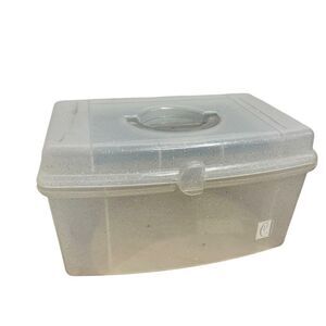 VINTAGE CABOODLES 80s 90s 5620 Clear MAKEUP‎ STORAGE CASE White Sparkle Glitter